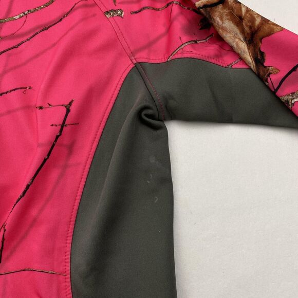Mossy Oak Pullover Womens Medium Pink Camo 1/4 Zip Performance Hunting Stretch - Picture 5 of 12